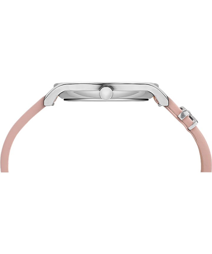 Transcend 38mm Leather Strap Watch Silver-Tone/Pink/White large