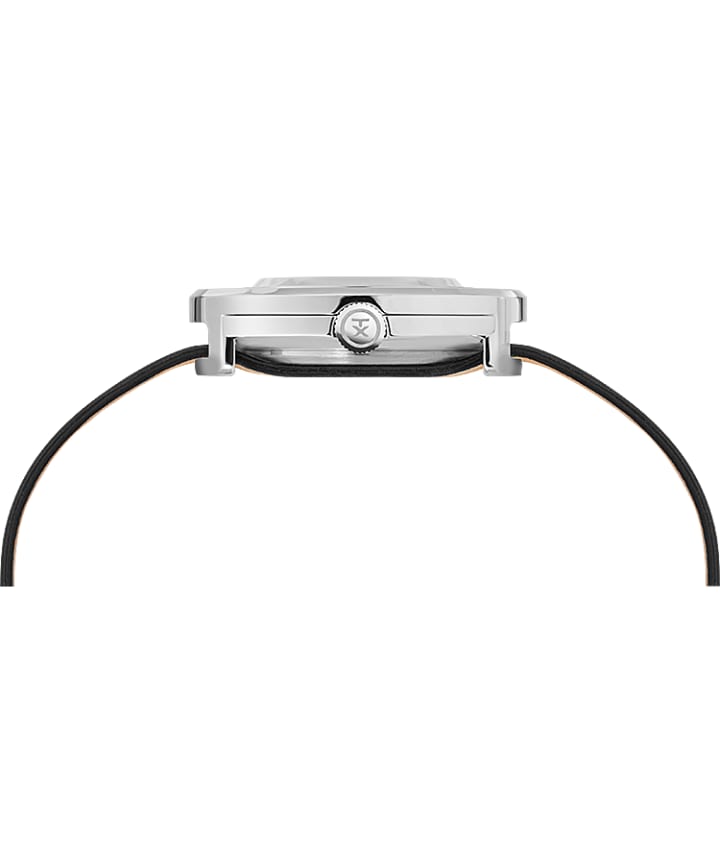Variety™ 34mm Leather Strap Watch Silver-Tone large