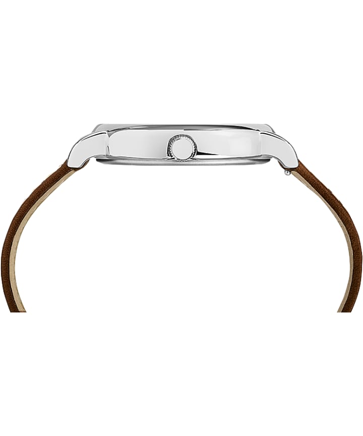 Timex x Peanuts - Snoopy 38mm Brown Leather Strap Silver-Tone/Brown/White large