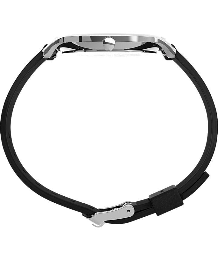 Norway 40mm Leather Strap Watch Silver-Tone/Black/White large