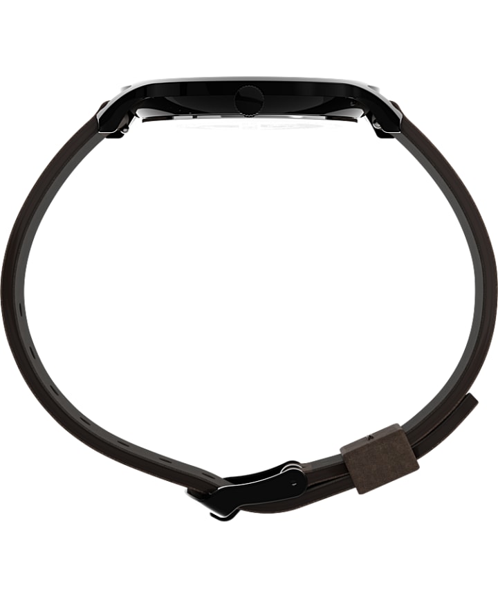 Norway 40mm Leather Strap Watch Black/Brown large