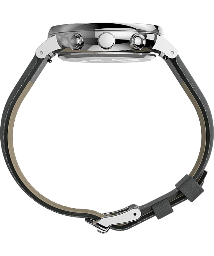 Fairfield Chronograph 41mm Leather Strap Watch Silver-Tone/Gray large