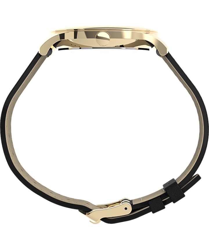 Modern Easy Reader 40mm Leather Strap Watch Gold-Tone/Black/White large