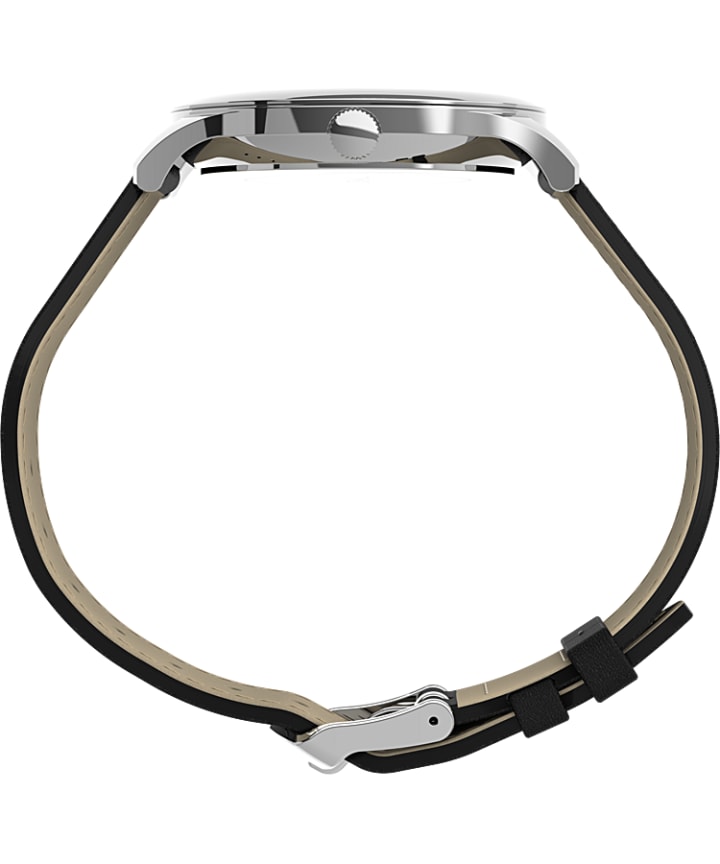 Modern Easy Reader 40mm Leather Strap Watch Silver-Tone/Black/White large