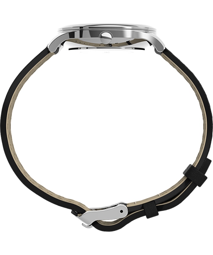 Modern Easy Reader 32mm Leather Strap Watch Silver-Tone/Black/White large