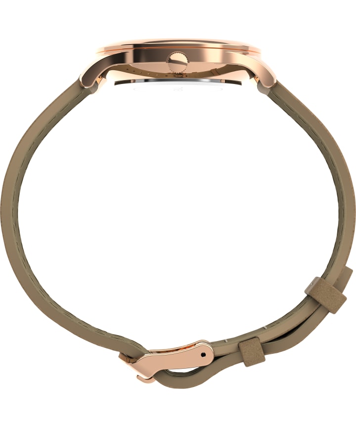 Modern Easy Reader 32mm Leather Strap Watch Rose-Gold-Tone/Tan/White large