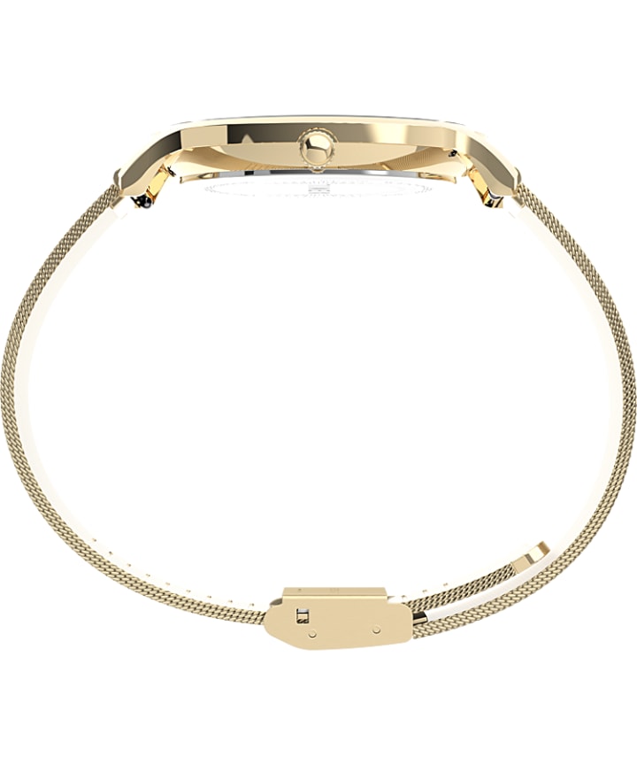 Transcend™ 38mm Stainless Steel Mesh Band Watch Gold-Tone/White large