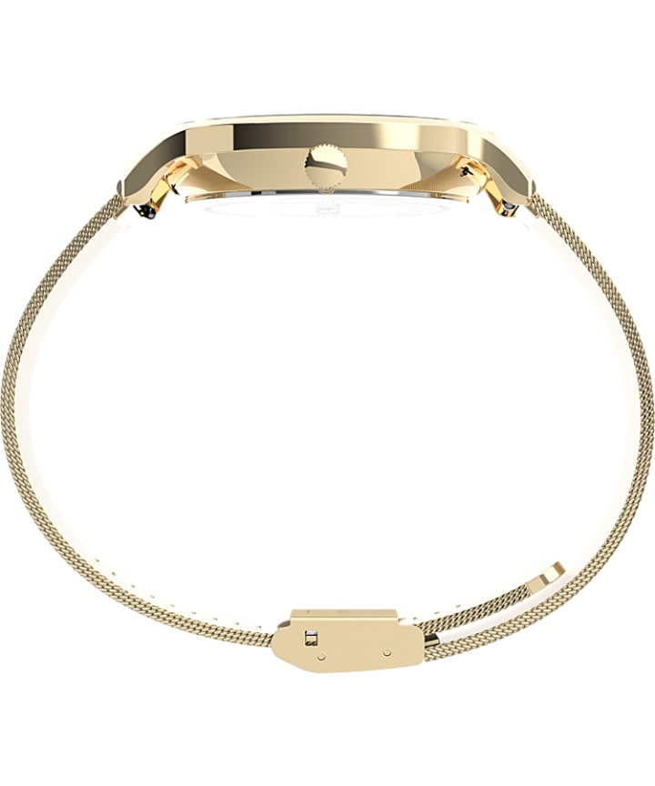 Transcend™ Multifunction 38mm Stainless Steel Mesh Band Watch Gold-Tone/White large