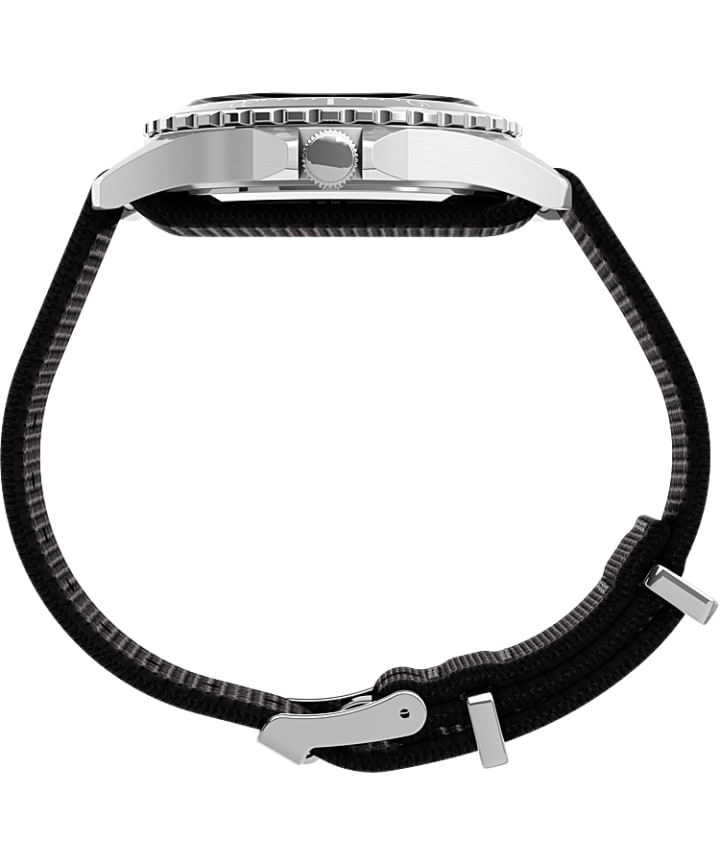 Navi XL 41mm Fabric Slip-Thru Strap Watch Stainless-Steel/Black large