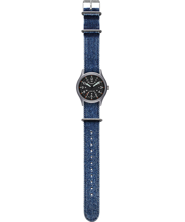 MK1 40mm Fabric Strap Watch Silver-Tone/Blue/Black large