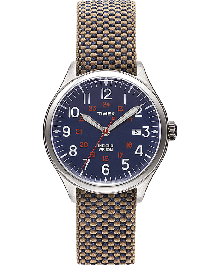 Waterbury United 38mm Fabric Strap Watch Blue/Blue large
