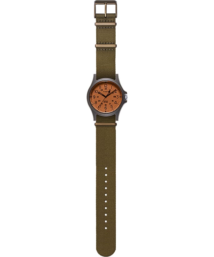 Acadia 40mm Fabric Strap Watch Orange/Olive large