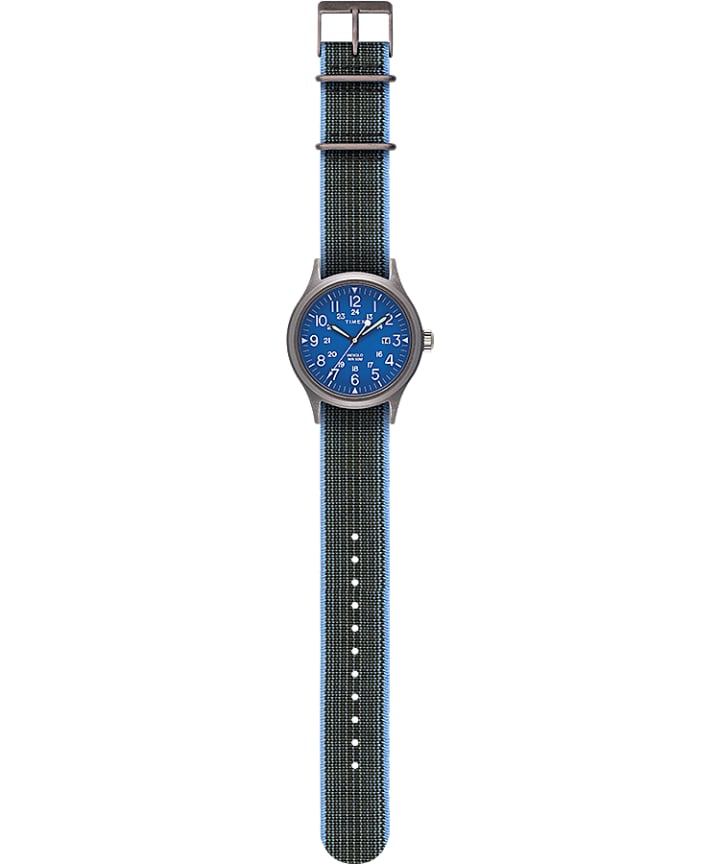 Allied 40mm Reversible and Elastic Fabric Strap Watch Blue/Blue large