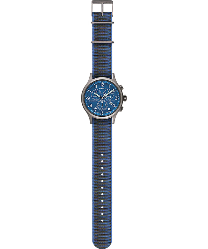 Allied Chronograph 42mm Reversible and Elastic Fabric Strap Watch Blue/Blue large