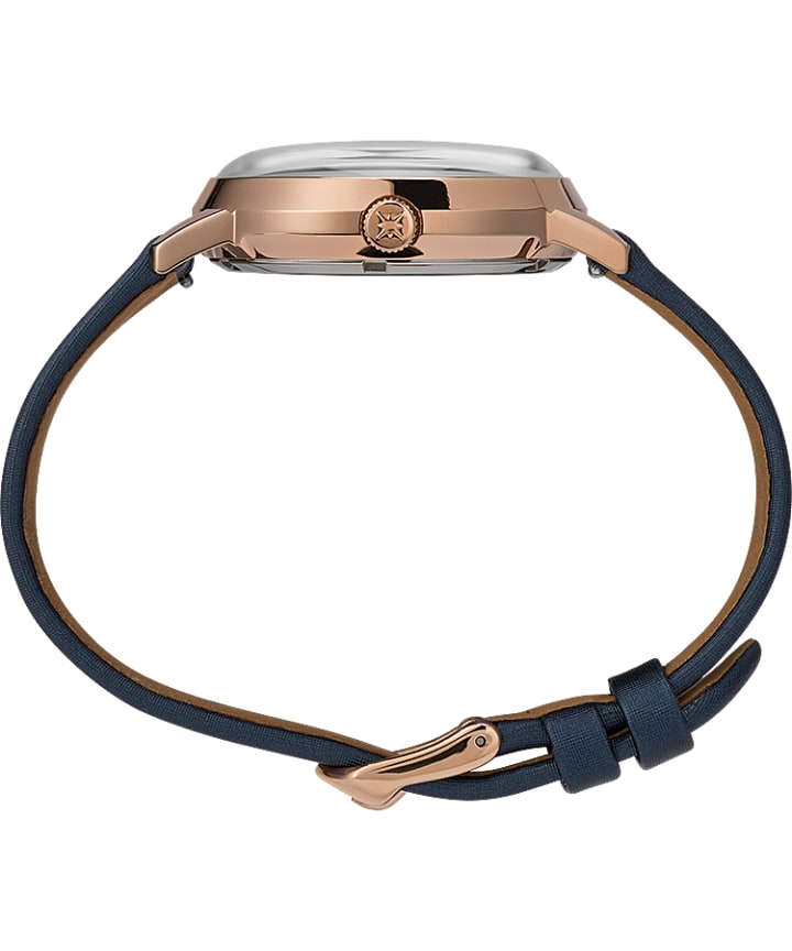 Celestial Opulence Automatic 38mm Textured Strap Watch Rose-Gold-Tone/Blue large