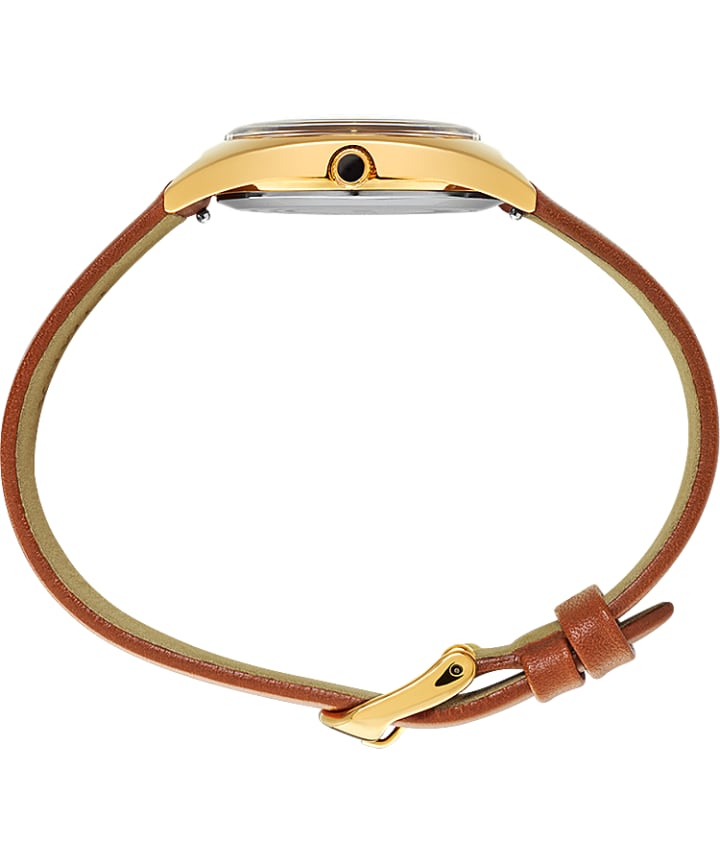 Milano 33mm Leather Strap Watch Gold-Tone/Burgundy/Champagne large
