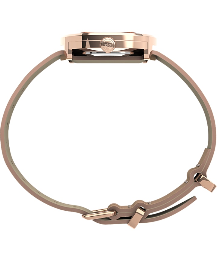 Variety™ 34mm Leather Strap Watch Rose-Gold-Tone large