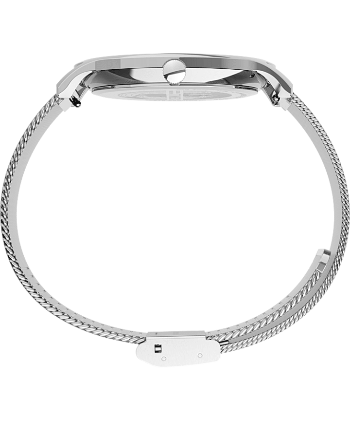Norway 40mm Stainless Steel Mesh Band Watch Silver-Tone/Stainless-Steel/White large