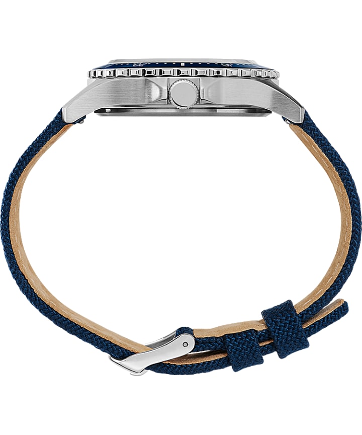 Navi XL 41mm Fabric Strap Watch Featuring NASA Logo on Dial Stainless-Steel/Blue/White large