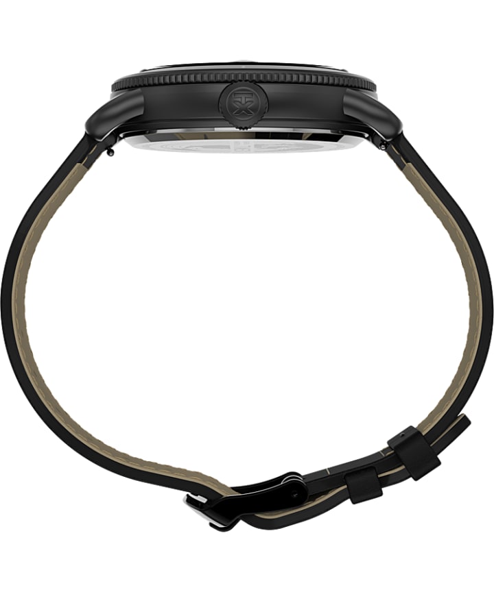 Port 42mm Leather Strap Watch Black large