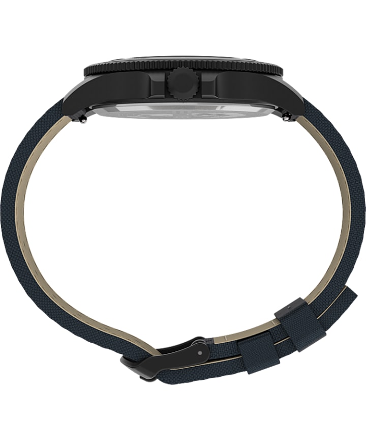 Allied® Coastline 43mm Fabric Strap Watch Black/Blue large