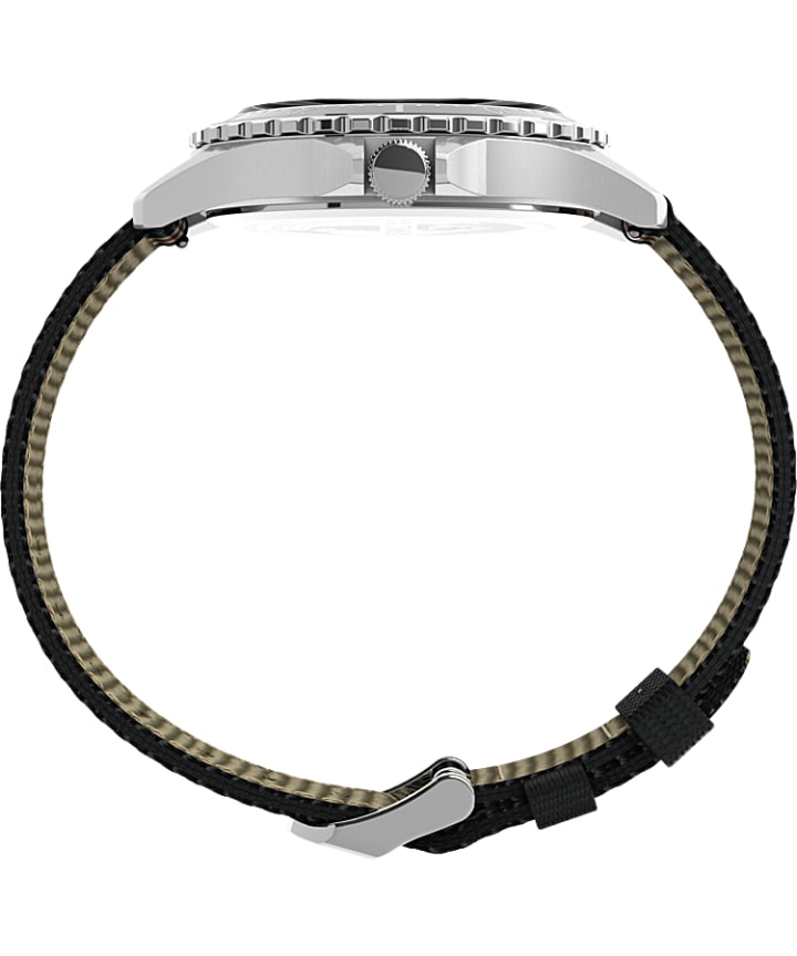 Navi XL 41mm Fabric Strap Watch Stainless-Steel/Black/Black large