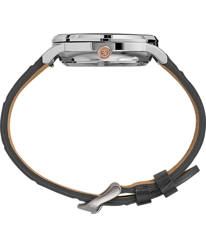 Waterbury Classic Automatic Open Heart Dial 40mm Leather Strap Watch Stainless-Steel/Gray/Black large