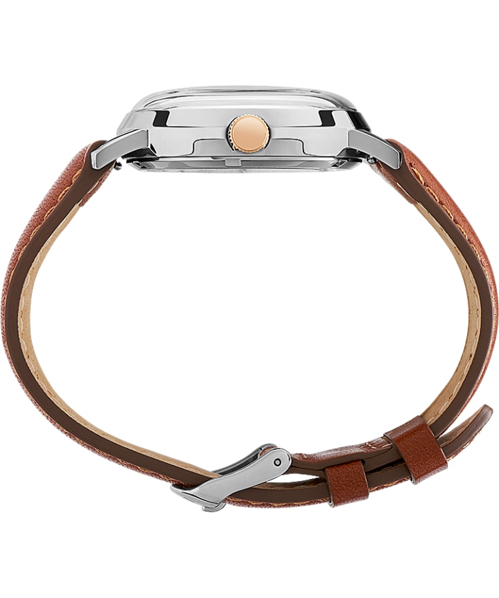 Marlin® Automatic Day-Date 40mm Leather Strap Watch Stainless-Steel/Brown/Cream large