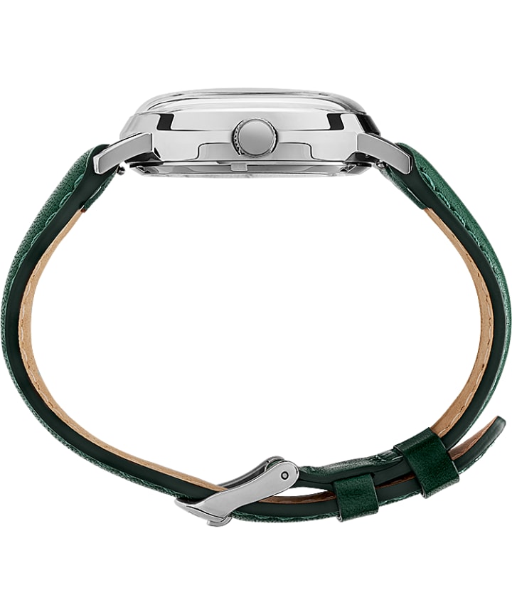 Marlin® Automatic Day-Date 40mm Leather Strap Watch Stainless-Steel/Green large