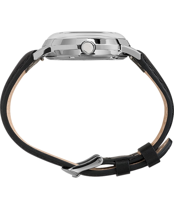 Marlin® Automatic x Peanuts Featuring Charlie Brown 40mm Leather Strap Watch Stainless-Steel/Black/White large