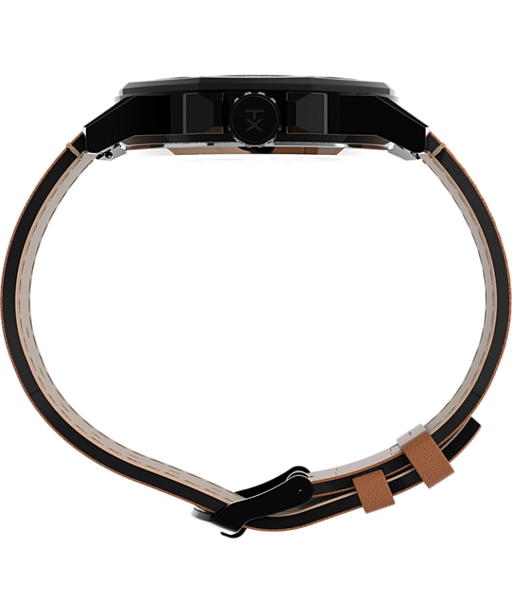 Essex Avenue 44mm Leather Strap Watch Black/Tan large