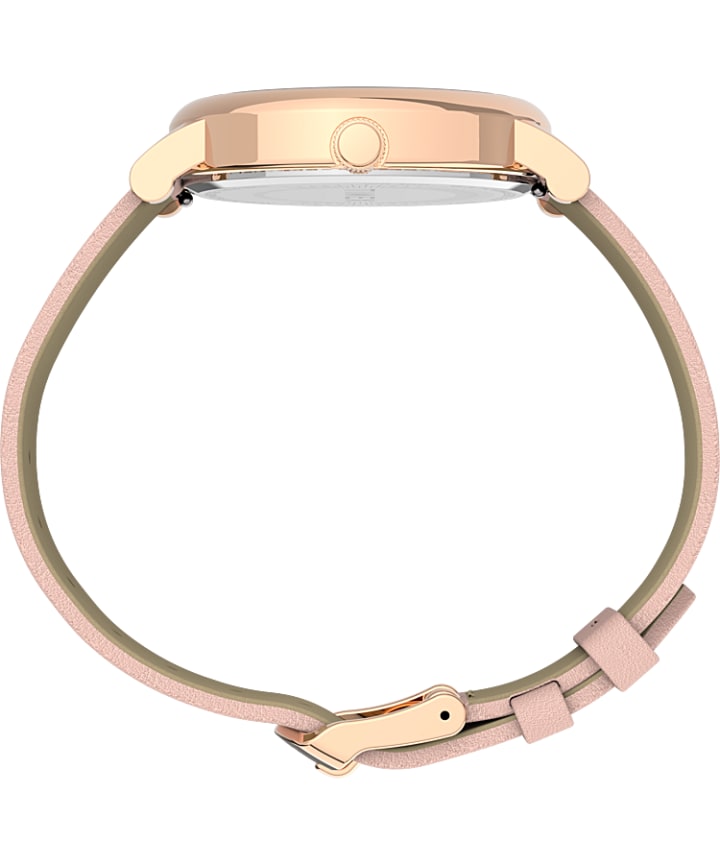 Full Bloom with Swarovski® Crystals 38mm Leather Strap Watch Rose-Gold-Tone/Pink/White large