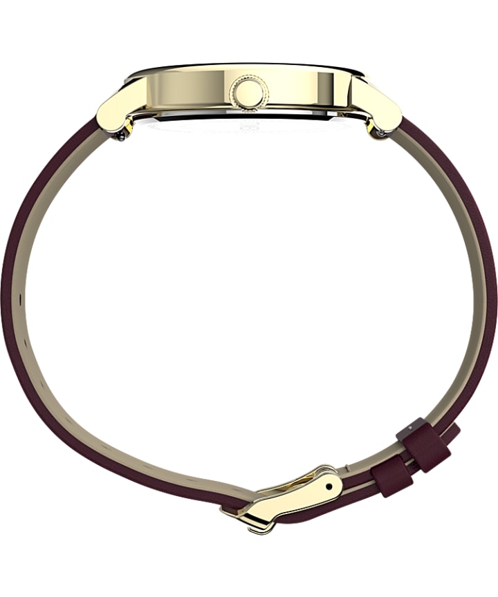 Full Bloom 38mm Leather Strap Watch Gold-Tone/Burgundy/Pink large