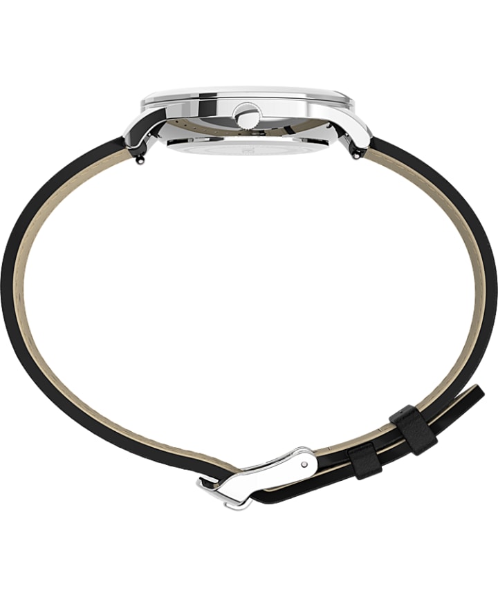 Easy Reader® Gen1 32mm Leather Strap Watch Silver-Tone/Black/White large