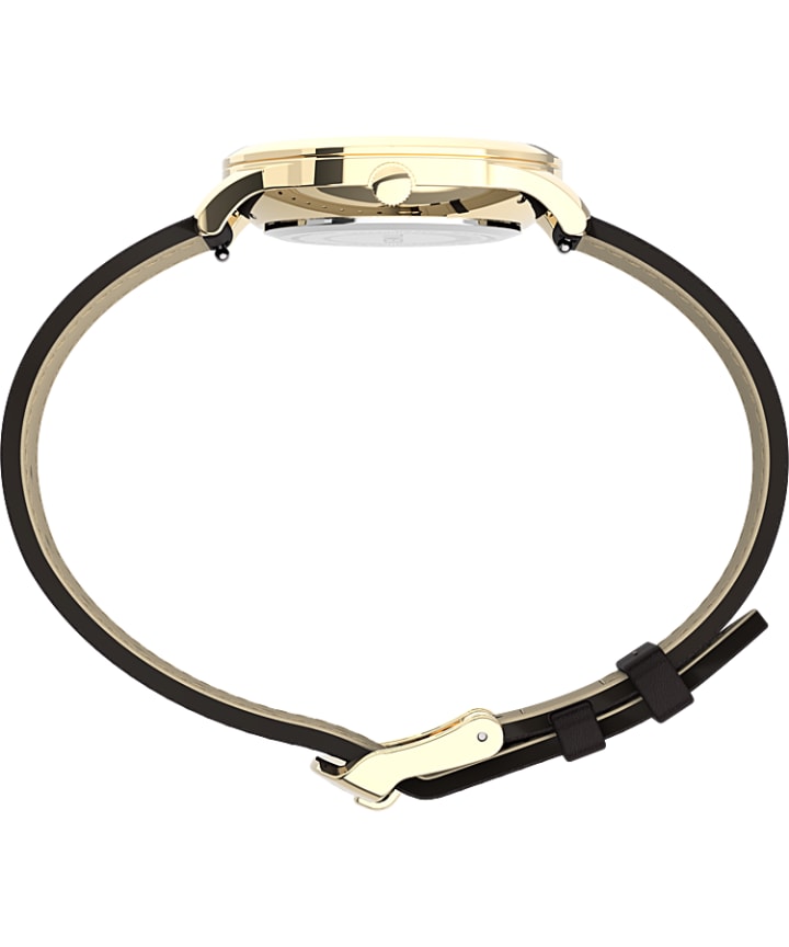 Easy Reader® Gen1 32mm Leather Strap Watch Gold-Tone/Brown/White large