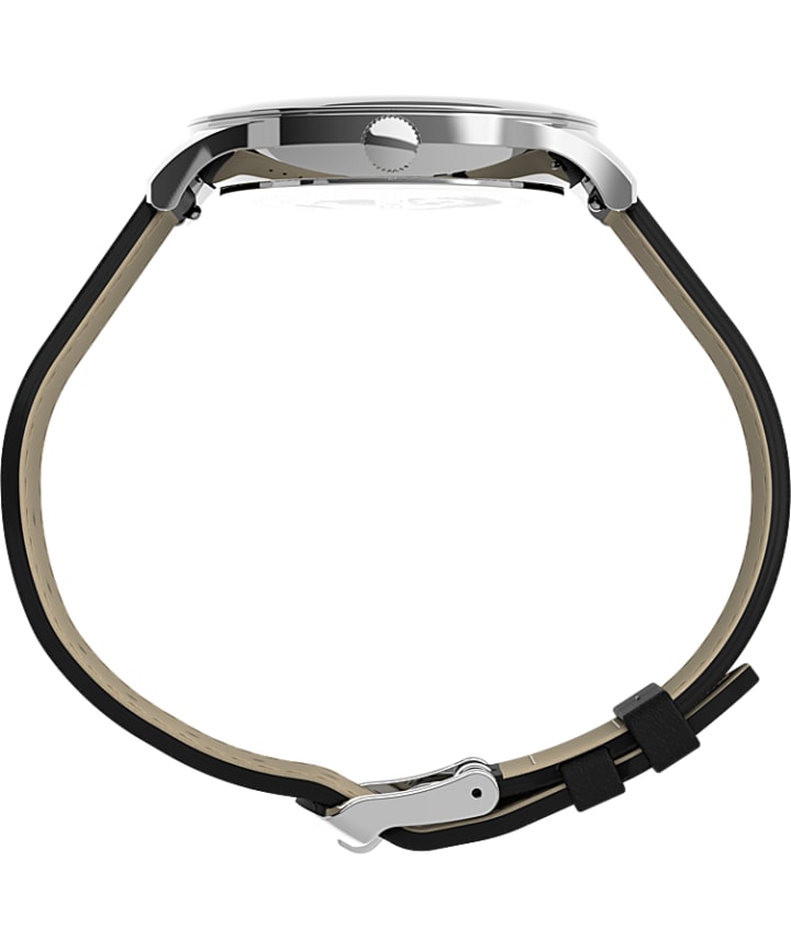Easy Reader® Gen1 40mm Leather Strap Watch Silver-Tone/Black/White large