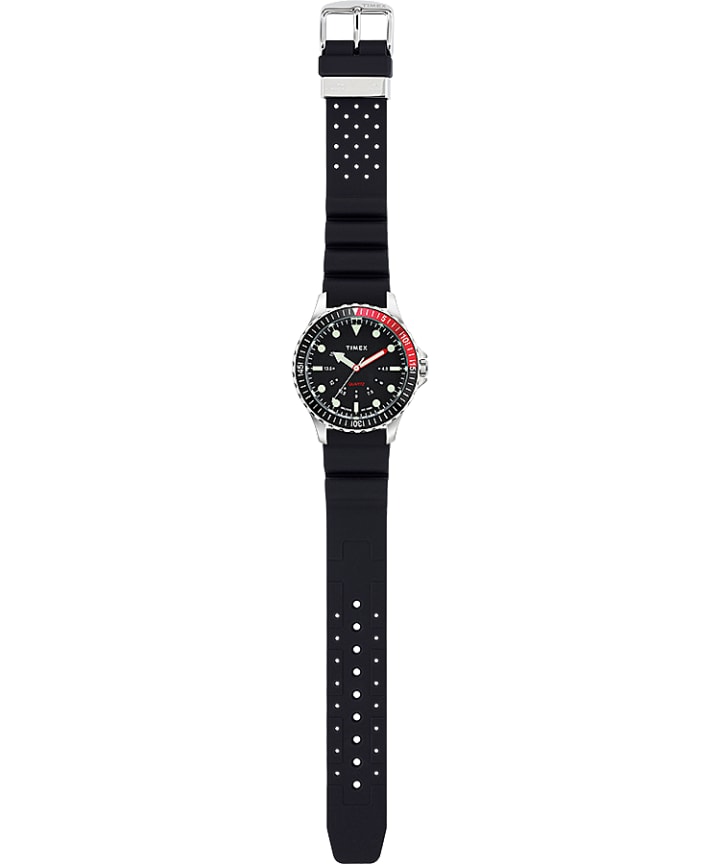 Navi Depth 38mm Silicone Strap Watch Stainless-Steel/Black large