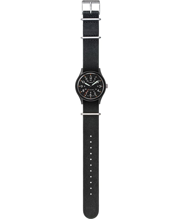 MK1 40mm Stonewashed Leather Strap Watch Black large