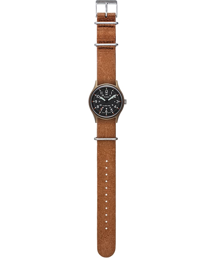 MK1 40mm Stonewashed Leather Strap Watch Green/Brown large