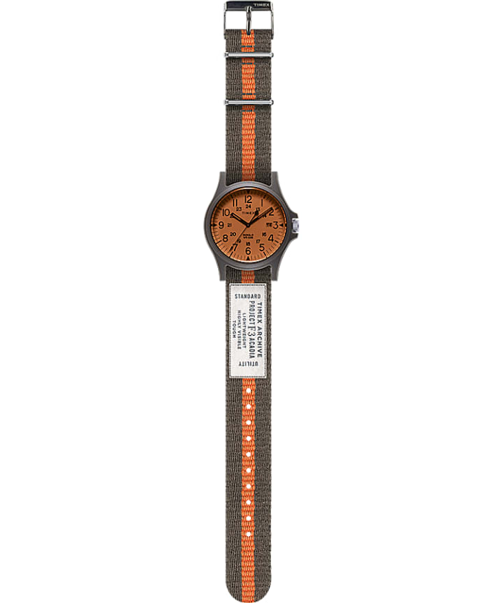 Acadia 40mm Fabric Strap Watch Green/White/Orange large