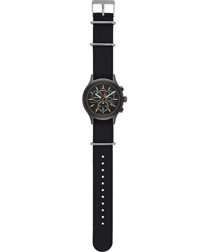 Allied Chronograph 42mm Fabric Strap Watch Black/Black/Black large