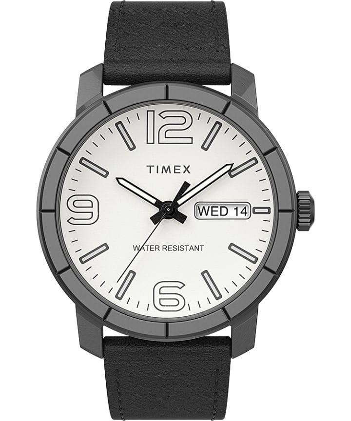 Mod44 44mm Leather Strap Watch Silver-Tone/Black/White large
