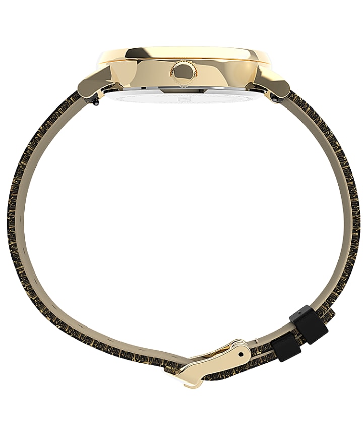 Fairfield Floral 37mm Leather Strap Watch Gold-Tone/Black/Cream large