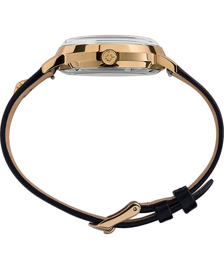 Celestial Opulence Automatic 38mm Leather Strap Watch Gold-Tone/Black large