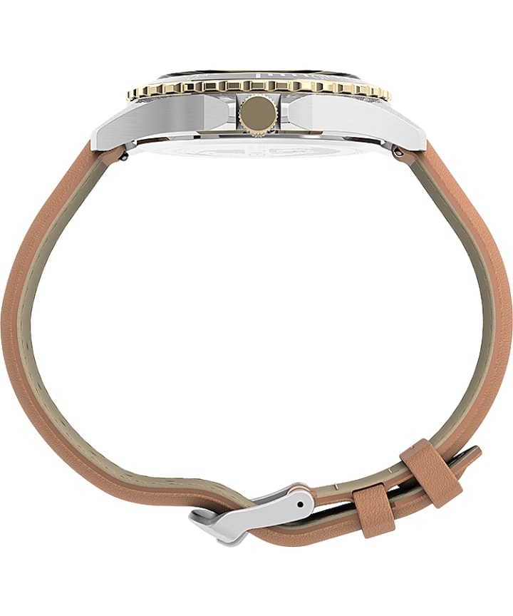 Navi XL 41mm Leather Strap Watch Stainless-Steel/Tan/Black large