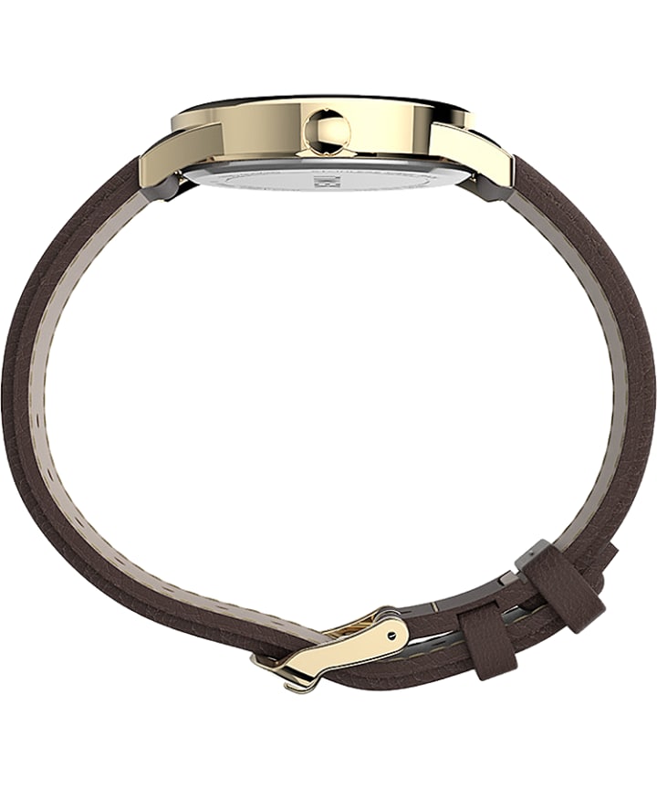 Easy Reader® Bold 38mm Leather Strap Watch Gold-Tone/Brown/White large