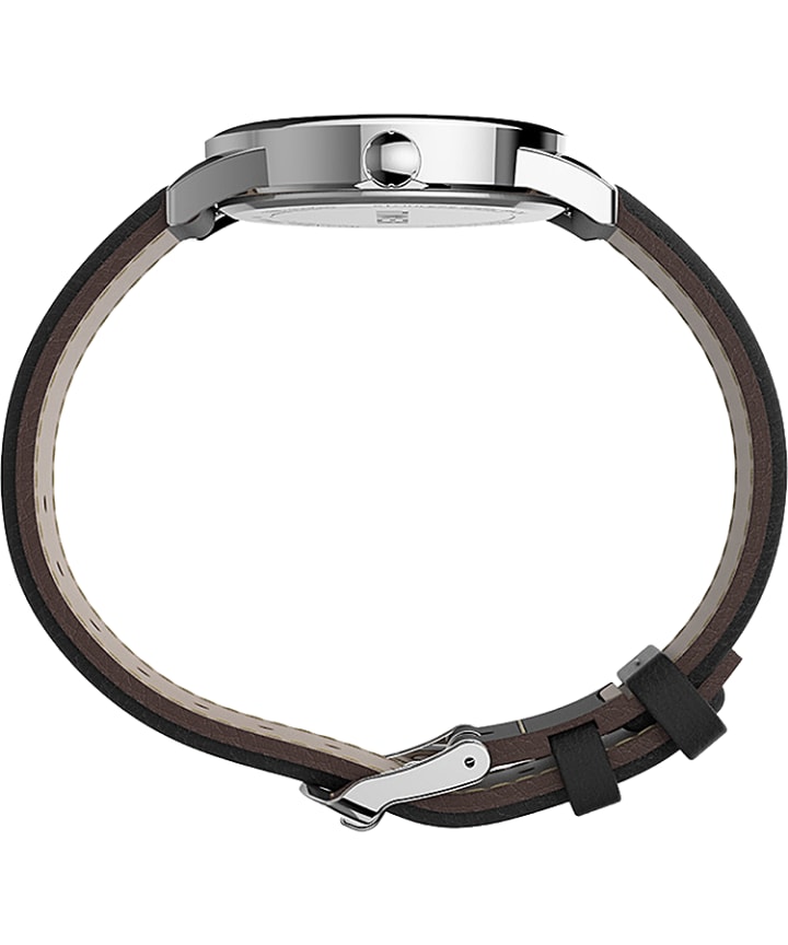 Easy Reader® Bold 38mm Leather Strap Watch Silver-Tone/Black/White large