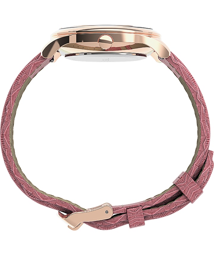 Easy Reader® Gen1 32mm Leather Strap Watch Rose-Gold-Tone/Pink/White large