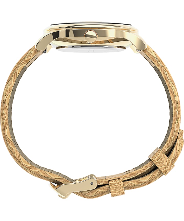 Easy Reader® Gen1 32mm Leather Strap Watch Gold-Tone/Tan/White large