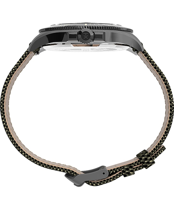 Harborside Coast 43mm Fabric Strap Watch Gunmetal/Green/Black large